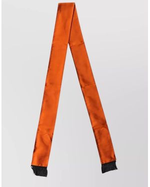 Dolce & Gabbana Silk Fringe Neck Wrap Foulard Scarf - Orange