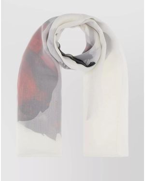 McQueen Silk Printed Scarf - White