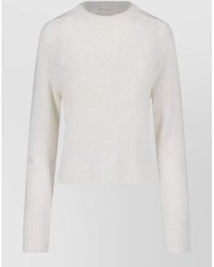 Lisa Yang Crew Neck Lightweight Cropped Long Sleeve Top - White