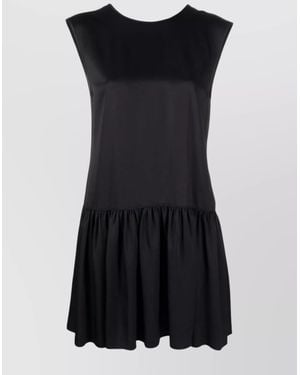 Lanvin Sleeveless Round Neck Drop Waist Mini Dress - Black