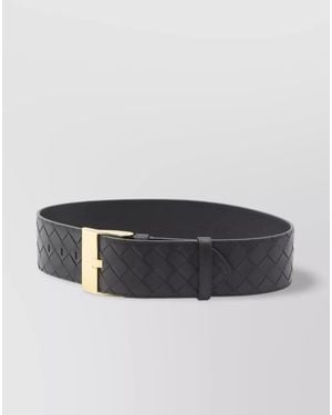 Bottega Veneta Leather Intrecciato Belt - Grey