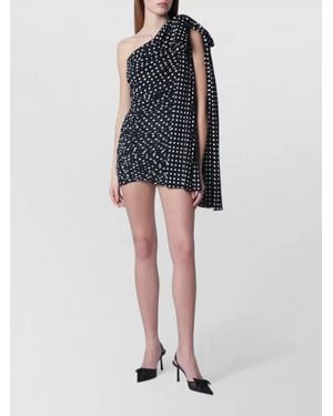 Patou Polka Dot One-Shoulder Mini Dress - Black