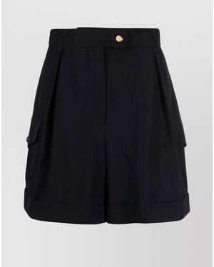 McQueen Wool High-Rise Mini Cargo Shorts - Blue