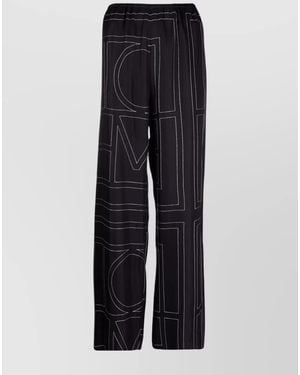 TOTEME Silk Monogram Wide-Leg Pajama Pants - Blue