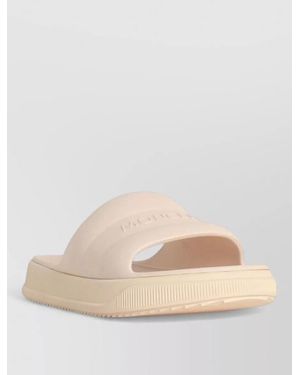 Moncler Altive Rubber Slides Flat Sole Open Toe - Natural