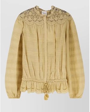 Isabel Marant Organic Cotton Embroidered Puff-Sleeve Blouse - Metallic