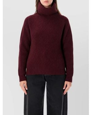 Fortela Wool Cashmere High Neck Sweatshirt - Red
