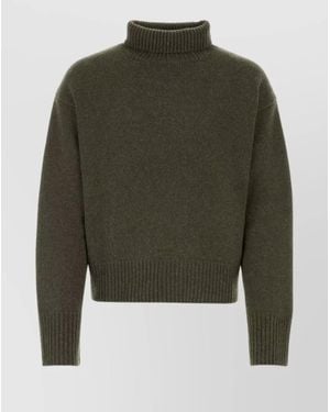 Givenchy Ribbed Turtleneck Oversized Cashmere Jumper - Green