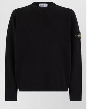 Stone Island Cotton Crew Neck Sweatshirt Long Sleeves - Black