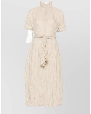 Daniela Gregis Cotton Midi Dress Belted Waist Tie Belt - Natural
