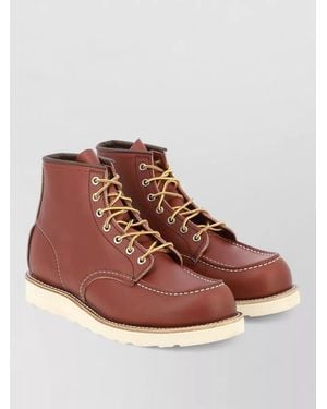 Red Wing Moc Lace Up Ankle Boots Round Toe - Brown