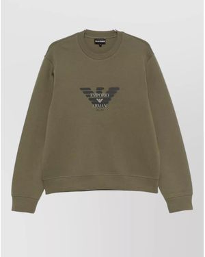 Emporio Armani Ribbed Logo-Print Sweatshirt - Green