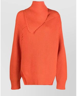 Jil Sander Wool Foulard Neck Long Sleeve Cardigan - Orange
