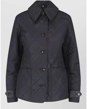 Burberry Quilted Coat Point Collar Adjustable Cuffs - Black