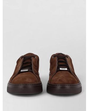 BOSS Suede Upper Sneakers Rubber Sole Design - Brown
