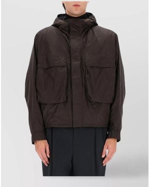 Lemaire Hooded Coat With Long Sleeves And Pockets - Grey