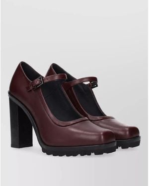 Max Mara Leather High Heel Court Shoes - Brown