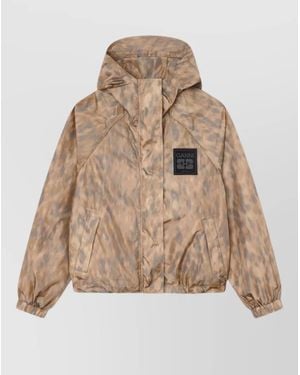 Ganni Printed Oversized Coat - Natural