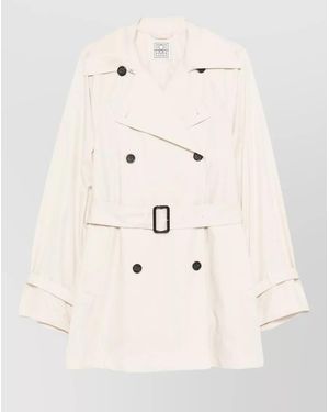 TOTEME Cotton Trench Coat Belted Waist Storm Flap - Natural