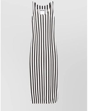 Moschino Scoop-Neck Striped Long Dress - White