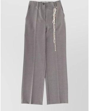 Circus Hotel Wide Leg Trousers Belt Loops Back Pockets - Grey