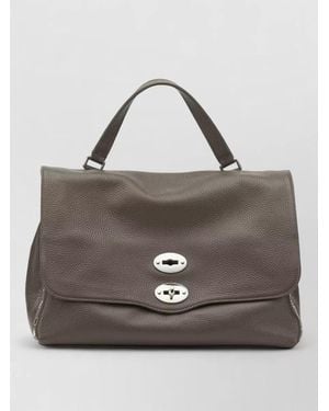 Zanellato Shoulder Bag Textured Finish Top Handle - Gray