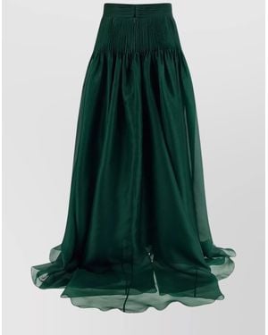 Carolina Herrera High Waist Flowing Organza Skirt - Green