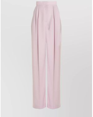 McQueen Wool Pleated Wide-Leg Trousers - Pink
