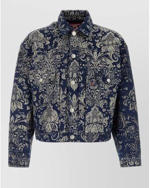 Junya Watanabe Jacquard Levi S Collared Jacket Allover Print - Blue
