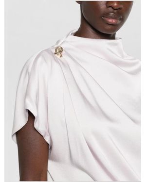 Fabiana Filippi Draped Knot-Detail Satin Midi Dress - Natural