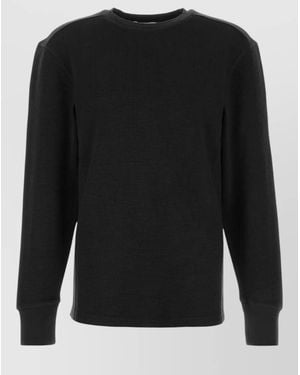 Entire studios Cotton Crew Neck Long Sleeve Knit Top - Black