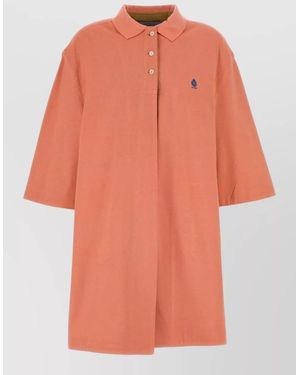 Prada Piquet Short Sleeve Overcoat Dress - Orange