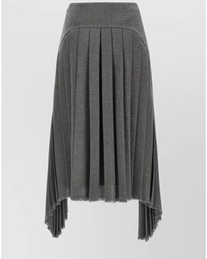 Jil Sander Wool Pleated Skirt - Gray