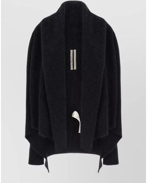 Rick Owens Wool Hooded Draped Cape - Blue