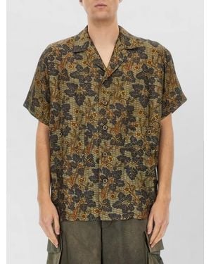 Uma Wang Terry Shirt Floral Pattern Short Sleeves - Green