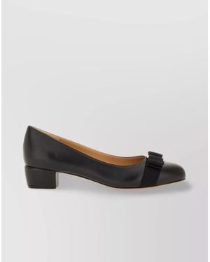 Ferragamo Leather Vara Ballerina Flats - Black