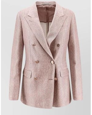 Tagliatore Parigi Double Breasted Cotton Tailored Blazer - Pink