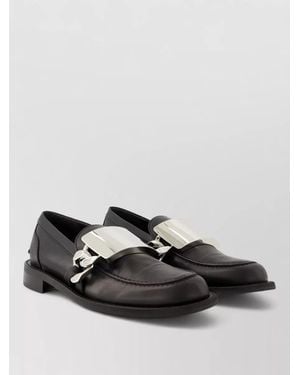 JW Anderson Gourmet Leather Loafers Chunky Chain Detail - Black
