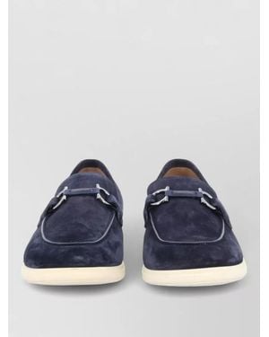 Ferragamo Leather Boat Shoes - Blue