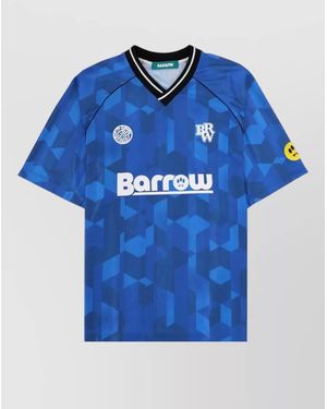Barrow Logo T Shirt Contrast Trim Geometric Pattern - Blue