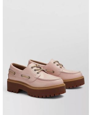 Timberland Lace Up Low Top Shoes Lug Sole - Pink
