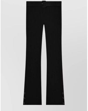 Courreges Ribbed-Knit Capri Flared Trousers - Black