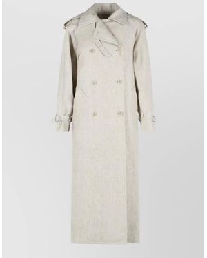 Max Mara Double Breasted Linen Duster Coat - Natural