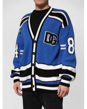 Dolce & Gabbana Ribbed Knit Cardigan - Blue