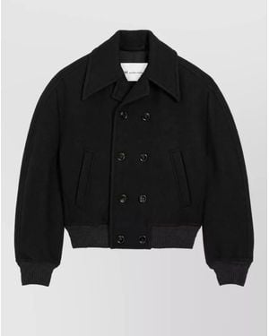 Ami Paris Wool Double-Breasted Bomber Jacket - Black