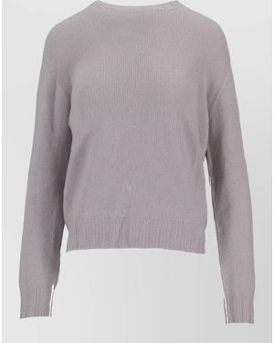 LA ROSE Crew Neck Knitwear Long Sleeves Ribbed Trims - Gray