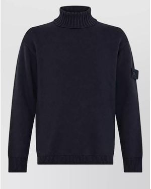 Stone Island Cotton High-Neck Jumper - Blue