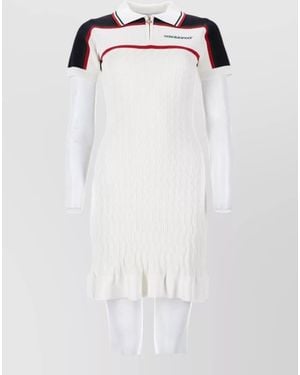 CASABLANCA Knit Polo Shirt Contrast Trim Ribbed - White