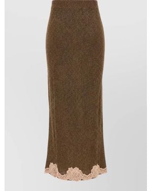 Valentino Garavani Metallic Fitted Skirt - Natural