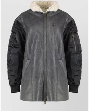 Isabel Marant Oversized Evina Jacket Mixed Materials - Gray